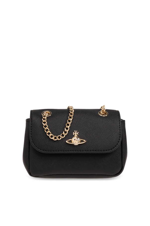 ★Vivienne Westwood★ 25SS Carrie Logo Print Shoulder Bag 44 Black Shoulder bag with logo Vivienne Westwood - to classic